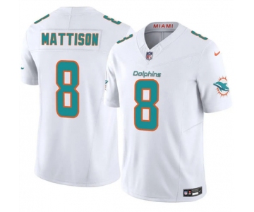 Men's Miami Dolphins #8 Alexander Mattison White 2025 F.U.S.E. Vapor Limited Football Stitched Jersey