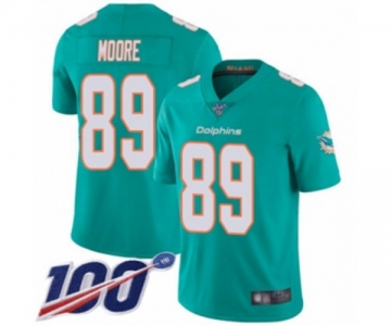Men's Miami Dolphins #89 Nat Moore Aqua Green Team Color Vapor Untouchable Limited Player 100th Season Football Jersey