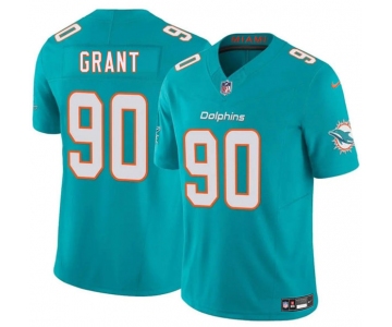 Men's Miami Dolphins #90 Kenneth Grant Aqua 2025 Draft F.U.S.E. Vapor Limited Football Stitched Jersey
