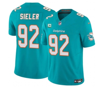 Men's Miami Dolphins #92 Zach Sieler Aqua 2025 F.U.S.E. With 2-Star C Patch Vapor Limited Football Stitched Jersey