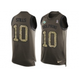 Men's Nike Miami Dolphins #10 Kenny Stills Limited Green Salute to Service Tank Top NFL Jersey