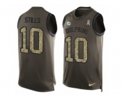 Men's Nike Miami Dolphins #10 Kenny Stills Limited Green Salute to Service Tank Top NFL Jersey
