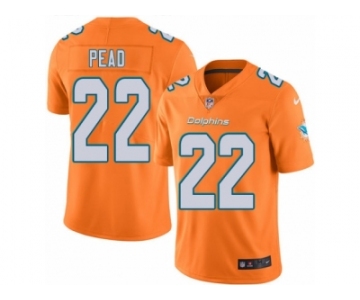 Men's Nike Miami Dolphins #22 Isaiah Pead Limited Orange Rush NFL Jersey