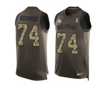 Men's Nike Miami Dolphins #74 Jermon Bushrod Limited Green Salute to Service Tank Top NFL Jersey