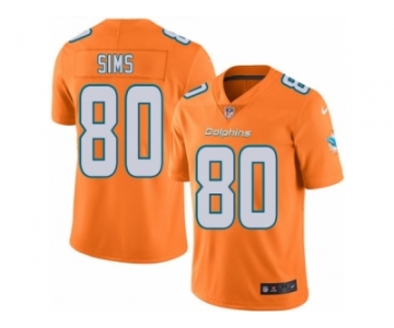 Men's Nike Miami Dolphins #80 Dion Sims Limited Orange Rush NFL Jersey
