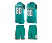 Men's Nike Miami Dolphins #80 Julius Thomas Limited Aqua Green Tank Top Suit NFL Jersey