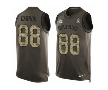 Men's Nike Miami Dolphins #88 Leonte Carroo Limited Green Salute to Service Tank Top NFL Jersey