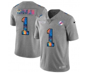 Miami Dolphins #1 Tua Tagovailoa Men's Nike Multi-Color 2020 NFL Crucial Catch NFL Jersey Greyheather