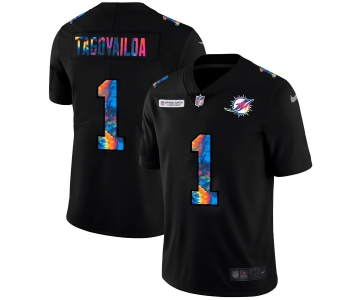 Miami Dolphins #1 Tua Tagovailoa Men's Nike Multi-Color Black 2020 NFL Crucial Catch Vapor Untouchable Limited Jersey