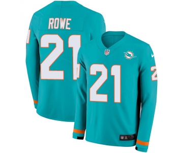Nike Dolphins #21 Eric Rowe Aqua Green Team Color Men's Stitched NFL Limited Therma Long Sleeve Jersey