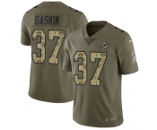 Nike Dolphins #37 Myles Gaskin Olive Camo Men's Stitched NFL Limited 2017 Salute To Service Jersey