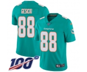Nike Dolphins #88 Mike Gesicki Aqua Green Team Color Men's Stitched NFL 100th Season Vapor Untouchable Limited Jersey