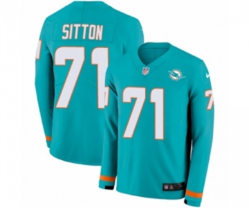Nike Miami Dolphins #71 Josh Sitton Limited Aqua Therma Long Sleeve NFL Jersey