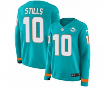 Women Nike Miami Dolphins #10 Kenny Stills Limited Aqua Therma Long Sleeve NFL Jersey