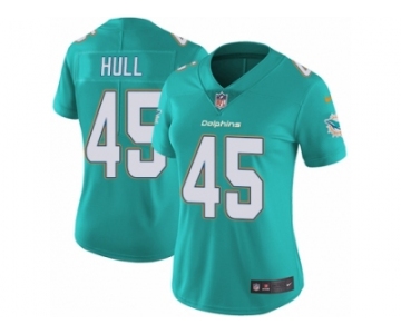 Women Nike Miami Dolphins #45 Mike Hull Aqua Green Team Color Vapor Untouchable Limited Player NFL Jersey