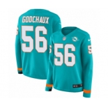 Women Nike Miami Dolphins #56 Davon Godchaux Limited Aqua Therma Long Sleeve NFL Jersey
