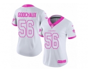 Women Nike Miami Dolphins #56 Davon Godchaux Limited White Pink Rush Fashion NFL Jersey