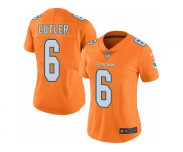Women Nike Miami Dolphins #6 Jay Cutler Limited Orange Rush Vapor Untouchable NFL Jersey