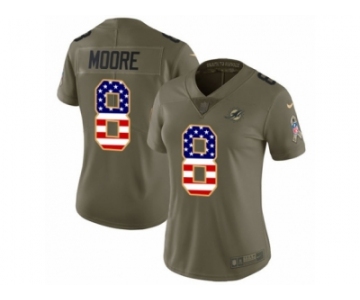 Women Nike Miami Dolphins #8 Matt Moore Limited Olive USA Flag 2017 Salute to Service NFL Jersey