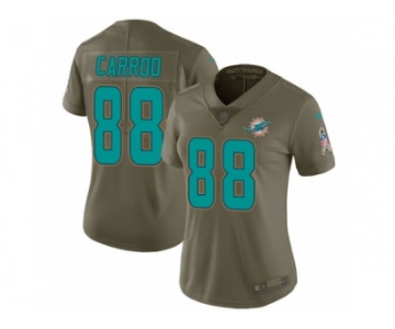 Women Nike Miami Dolphins #88 Leonte Carroo Limited Olive 2017 Salute to Service NFL Jersey