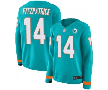 Women's Miami Dolphins #14 Ryan Fitzpatrick Limited Aqua Therma Long Sleeve Football Jersey