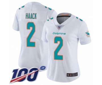 Women's Miami Dolphins #2 Matt Haack White Vapor Untouchable Limited Player 100th Season Football Jersey