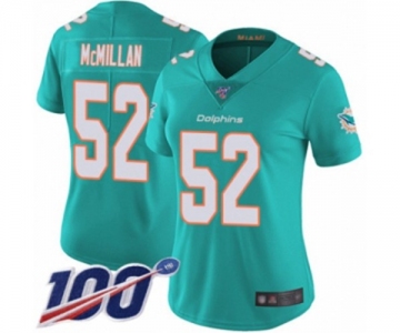 Women's Miami Dolphins #52 Raekwon McMillan Aqua Green Team Color Vapor Untouchable Limited Player 100th Season Football Jersey