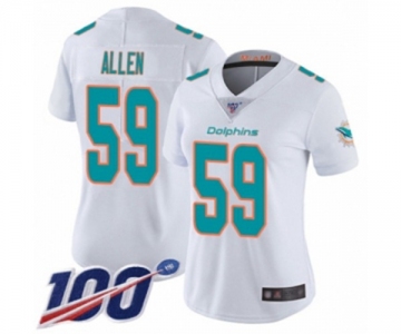Women's Miami Dolphins #59 Chase Allen White Vapor Untouchable Limited Player 100th Season Football Jersey