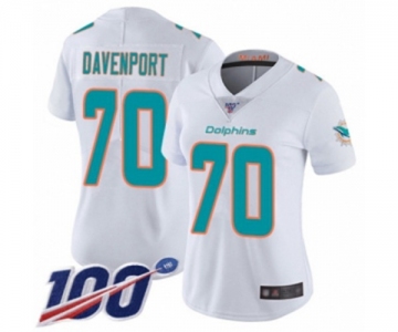 Women's Miami Dolphins #70 Julie'n Davenport White Vapor Untouchable Limited Player 100th Season Football Jersey