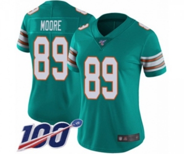 Women's Miami Dolphins #89 Nat Moore Aqua Green Alternate Vapor Untouchable Limited Player 100th Season Football Jersey