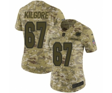 Women's Nike Miami Dolphins #67 Daniel Kilgore Limited Camo 2018 Salute to Service NFL Jersey