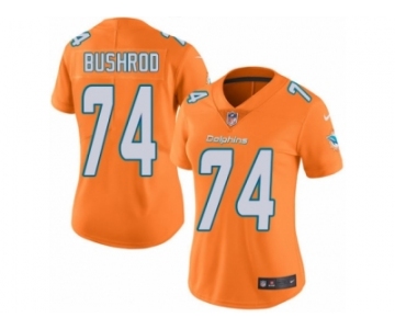 Women's Nike Miami Dolphins #74 Jermon Bushrod Limited Orange Rush NFL Jersey