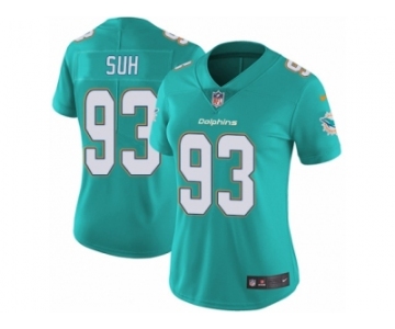 Women's Nike Miami Dolphins #93 Ndamukong Suh Vapor Untouchable Limited Aqua Green Team Color NFL Jersey