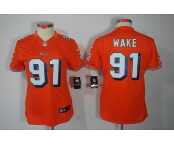 nike women nfl jerseys miami dolphins #91 wake orange[nike limited]