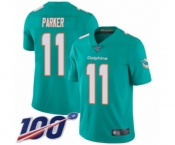 Youth Miami Dolphins #11 DeVante Parker Aqua Green Team Color Vapor Untouchable Limited Player 100th Season Football Jersey