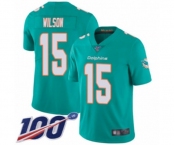 Youth Miami Dolphins #15 Albert Wilson Aqua Green Team Color Vapor Untouchable Limited Player 100th Season Football Jersey