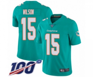 Youth Miami Dolphins #15 Albert Wilson Aqua Green Team Color Vapor Untouchable Limited Player 100th Season Football Jersey