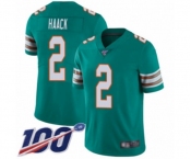 Youth Miami Dolphins #2 Matt Haack Aqua Green Alternate Vapor Untouchable Limited Player 100th Season Football Jersey