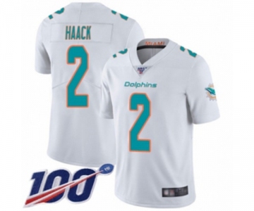 Youth Miami Dolphins #2 Matt Haack White Vapor Untouchable Limited Player 100th Season Football Jersey