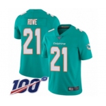 Youth Miami Dolphins #21 Eric Rowe Aqua Green Team Color Vapor Untouchable Limited Player 100th Season Football Jersey