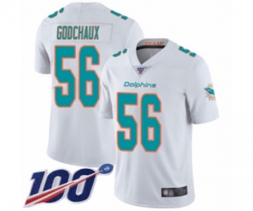 Youth Miami Dolphins #56 Davon Godchaux White Vapor Untouchable Limited Player 100th Season Football Jersey