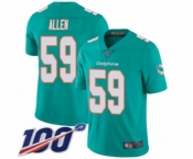 Youth Miami Dolphins #59 Chase Allen Aqua Green Team Color Vapor Untouchable Limited Player 100th Season Football Jersey