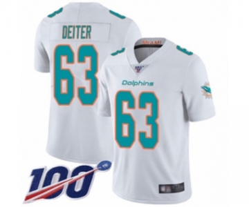 Youth Miami Dolphins #63 Michael Deiter White Vapor Untouchable Limited Player 100th Season Football Jersey