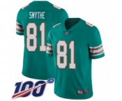 Youth Miami Dolphins #81 Durham Smythe Aqua Green Alternate Vapor Untouchable Limited Player 100th Season Football Jersey