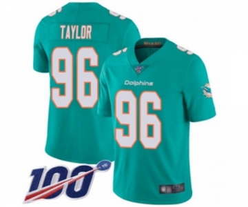 Youth Miami Dolphins #96 Vincent Taylor Aqua Green Team Color Vapor Untouchable Limited Player 100th Season Football Jersey