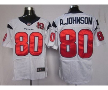nike nfl jerseys houston texans #80 a.johnson white[10th patch elite]