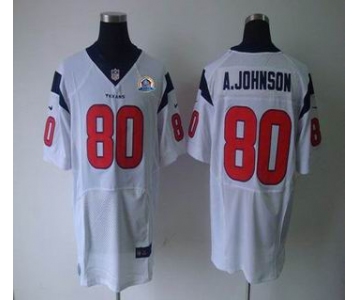 nike nfl jerseys houston texans #80 a.johnson white[Elite 50th Patch]
