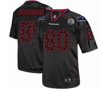 nike nfl jerseys houston texans #80 johnson black[Elite united sideline 50th Patch]