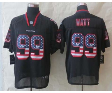 nike nfl jerseys houston texans #99 watt black[Elite USA flag fashion]