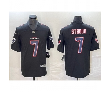 Men Houston Texans #7 C J Stroud Black Fashion With Patch Vapor Untouchable Limited Stitched Football Jersey